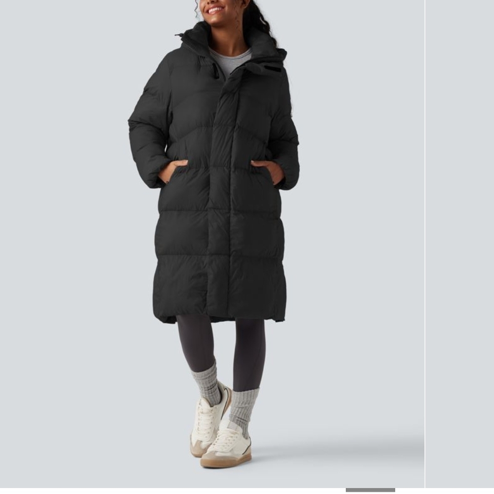 HALARA Long Black Puffer Jacket
